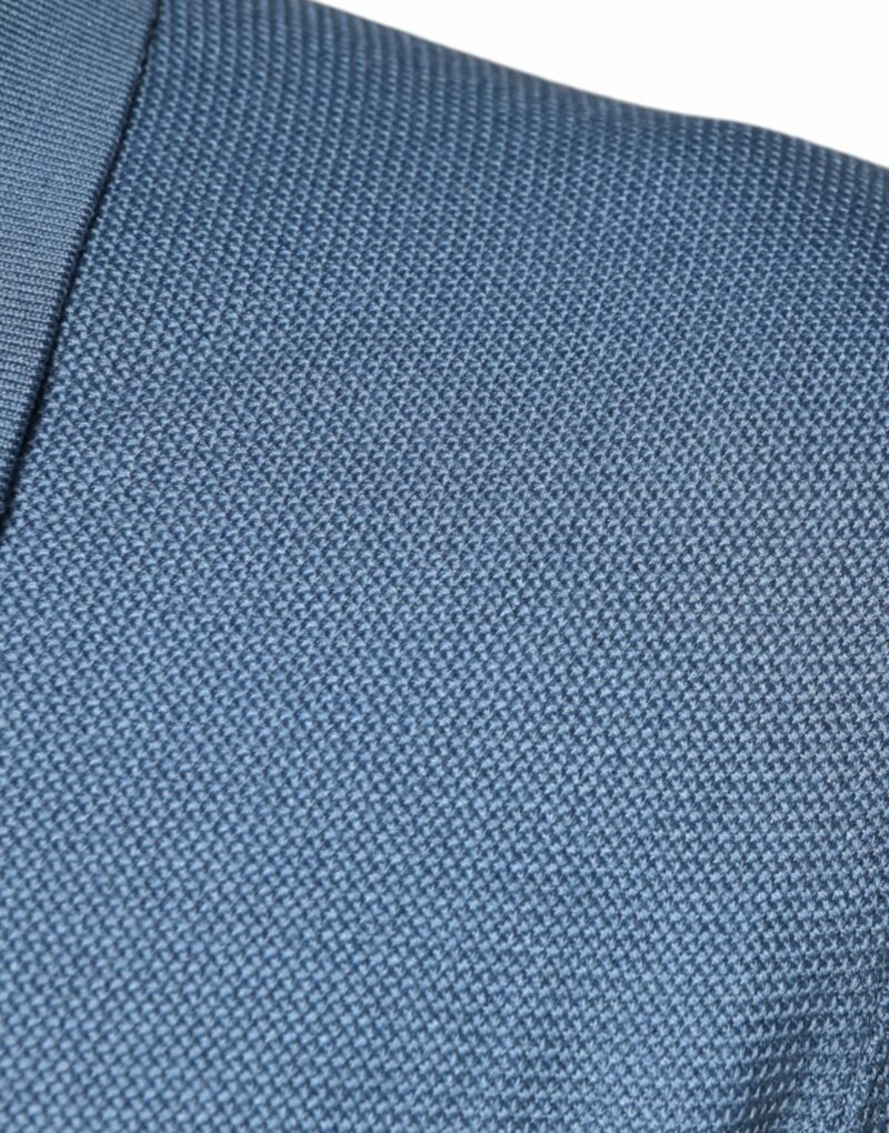 Dolce & Gabbana Sky Blue Silk Collared Men Pullover Sweater - Image 6