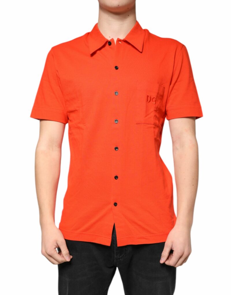 Dolce & Gabbana Orange Cotton Button Down Casual Polo Shirt - Image 2
