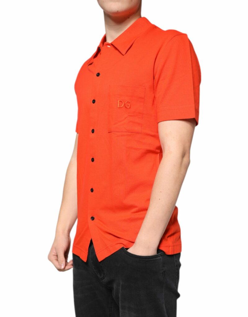 Dolce & Gabbana Orange Cotton Button Down Casual Polo Shirt - Image 3