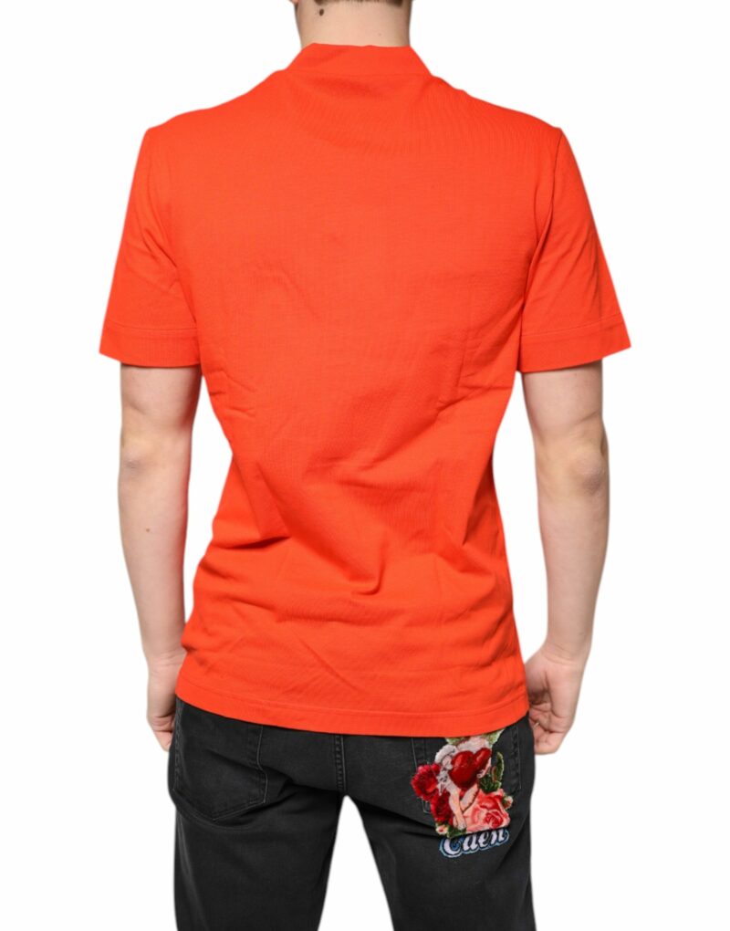 Dolce & Gabbana Orange Cotton Button Down Casual Polo Shirt - Image 4