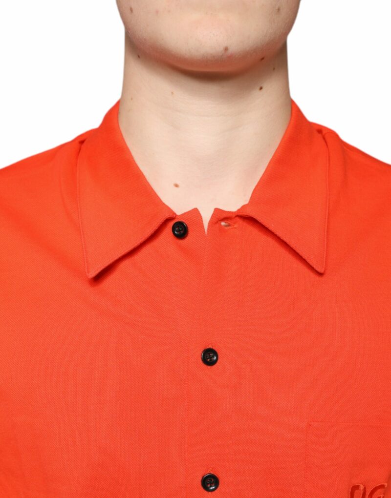 Dolce & Gabbana Orange Cotton Button Down Casual Polo Shirt - Image 5