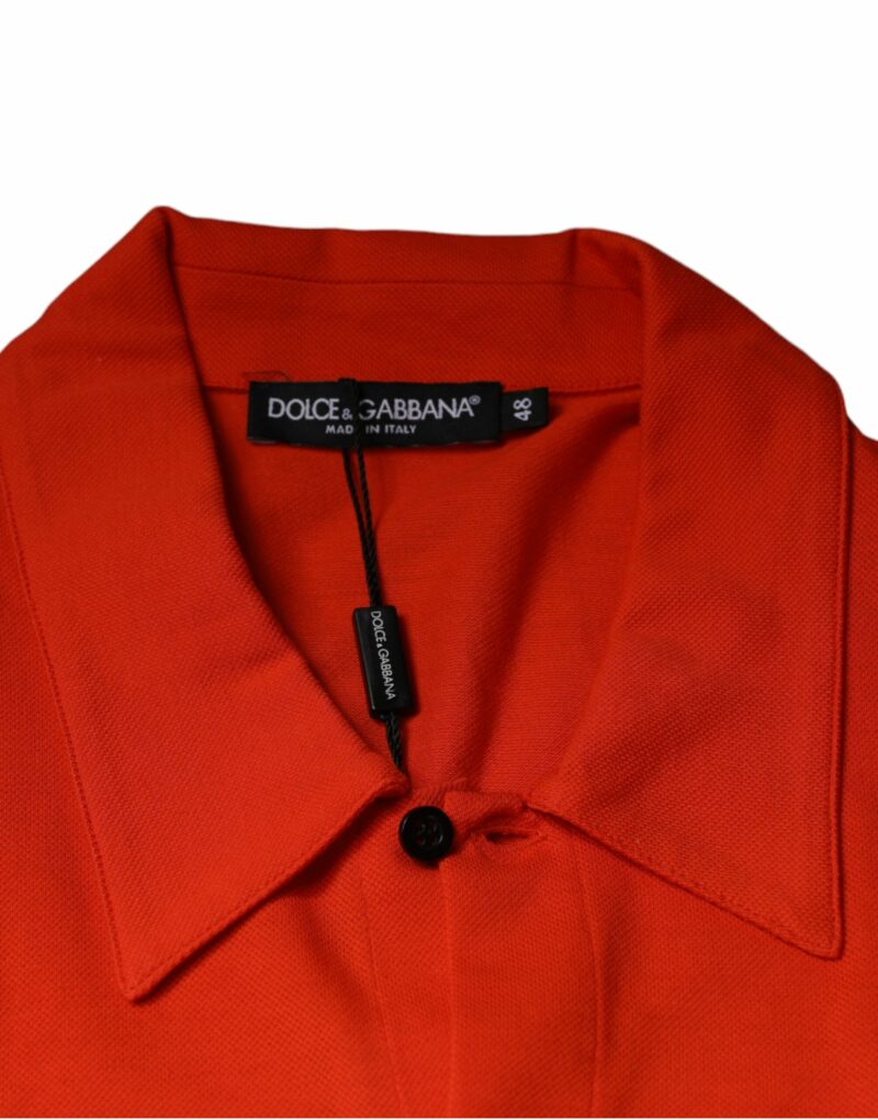 Dolce & Gabbana Orange Cotton Button Down Casual Polo Shirt - Image 7