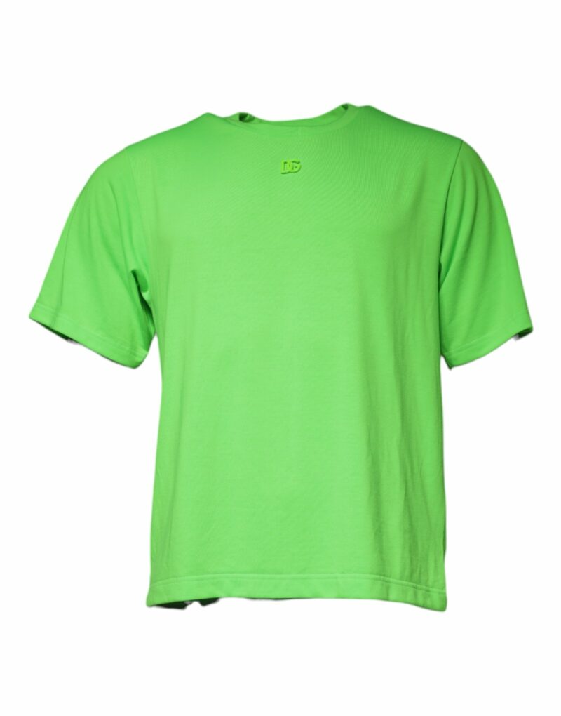 Dolce & Gabbana Green Logo Round Neck Short Sleeves T-shirt - Image 2