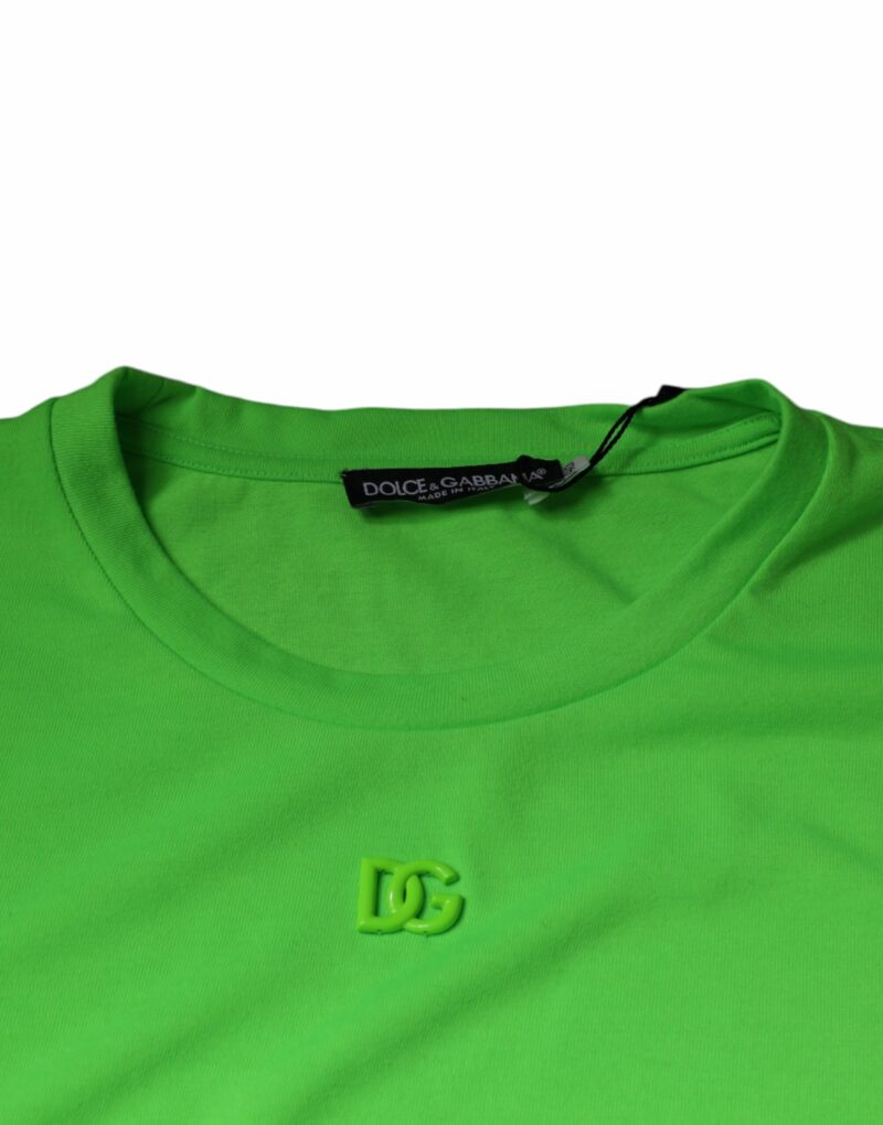 Dolce & Gabbana Green Logo Round Neck Short Sleeves T-shirt - Image 6
