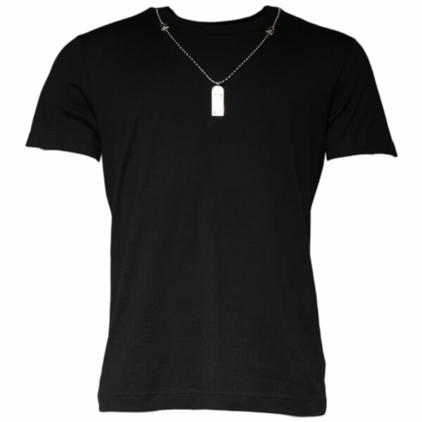 Dolce & Gabbana Black Cotton Necklace Embellished T-shirt