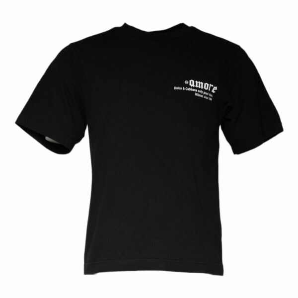 Dolce & Gabbana Black Amore Print Cotton Crew Neck T-shirt