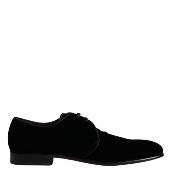 Dolce & Gabbana Black Velvet Leather Lace Up Derby Shoes