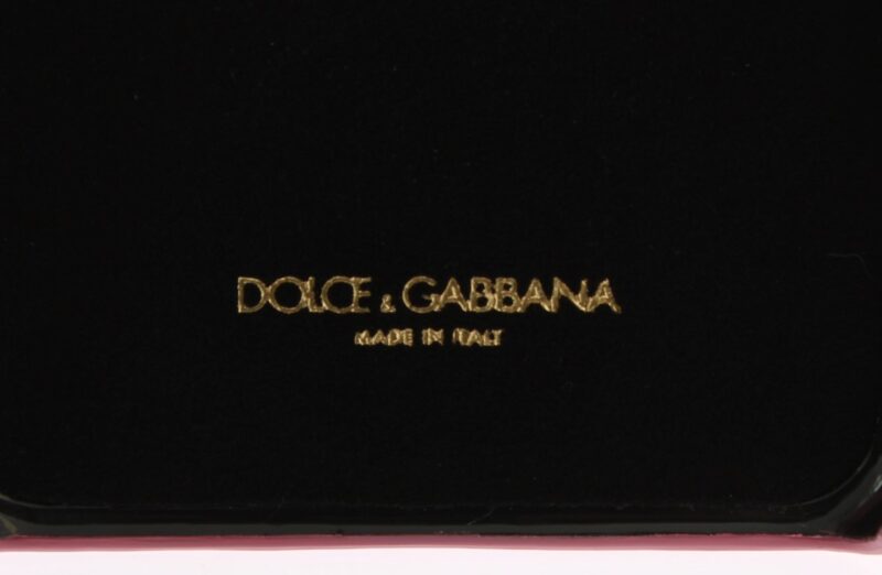 Dolce & Gabbana Chic Pink Leather Heart-Embellished Phone Cover - Image 6