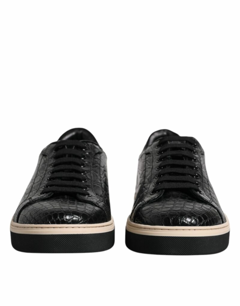 Dolce & Gabbana Black Leather Low Top Men Sneakers Shoes - Image 2