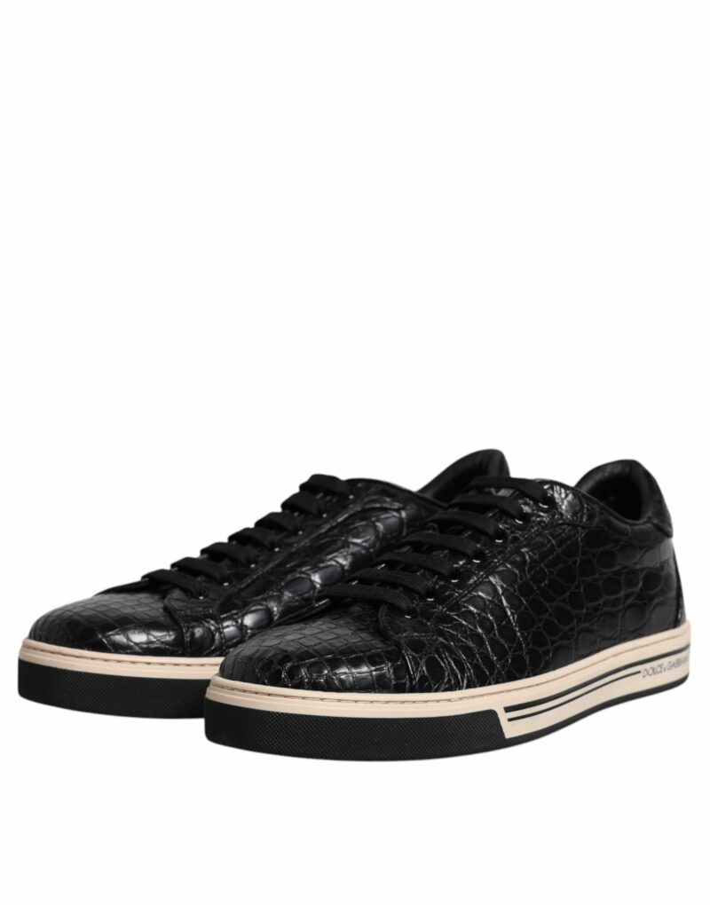 Dolce & Gabbana Black Leather Low Top Men Sneakers Shoes - Image 4