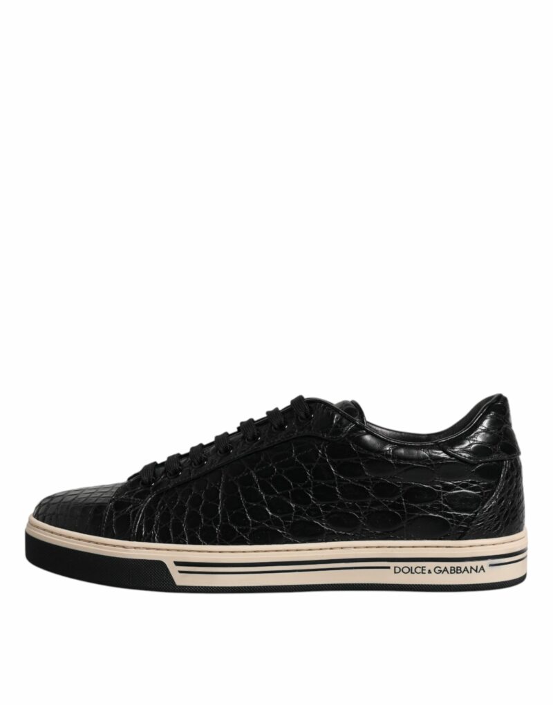Dolce & Gabbana Black Leather Low Top Men Sneakers Shoes - Image 6