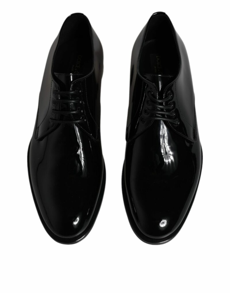 Dolce & Gabbana Black Patent Leather Derby Formal Dress Shoes - Image 3