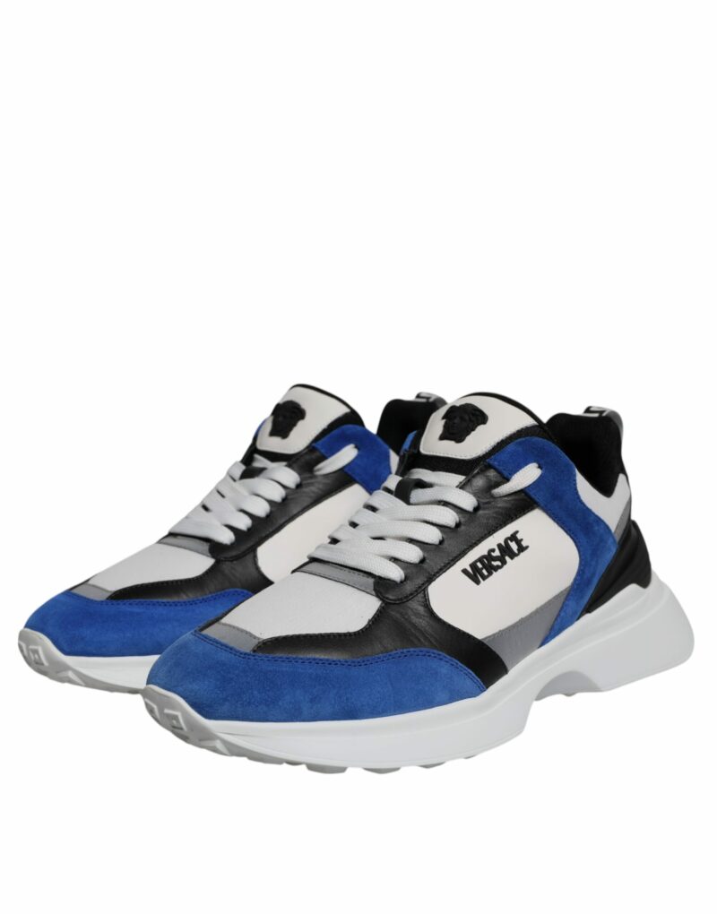 Versace Multicolor Canvas Quad Fabric Medusa Low Top Sneakers Shoes - Image 3