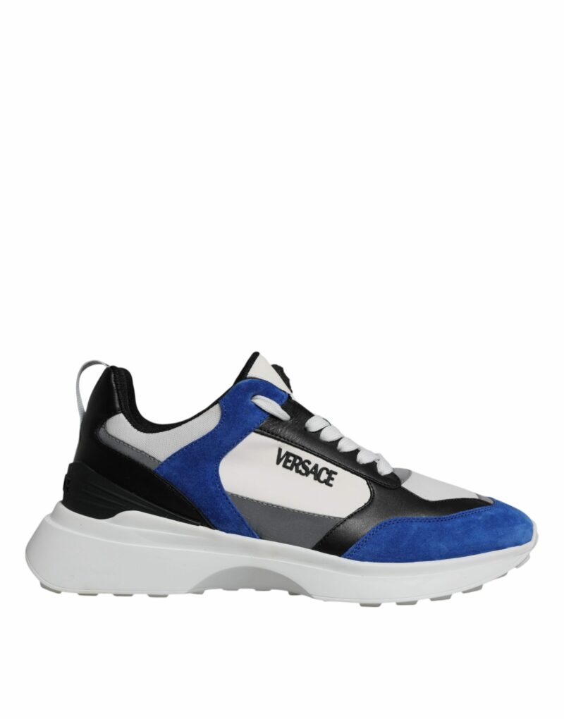Versace Multicolor Canvas Quad Fabric Medusa Low Top Sneakers Shoes - Image 6