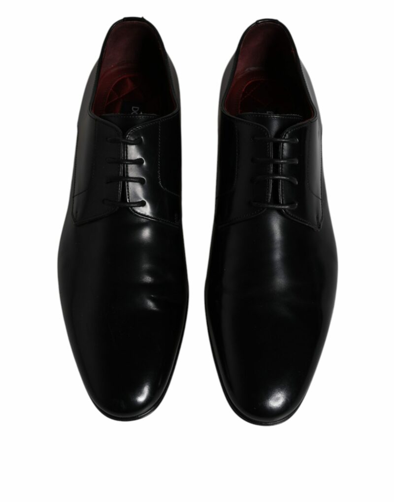 Dolce & Gabbana Black Leather Lace Up Men Derby Formal Shoes - Image 3