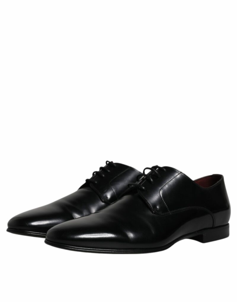 Dolce & Gabbana Black Leather Lace Up Men Derby Formal Shoes - Image 4
