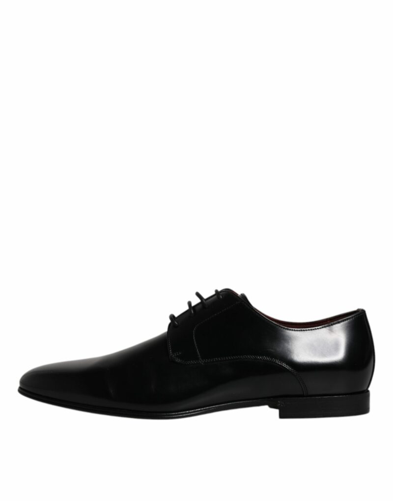 Dolce & Gabbana Black Leather Lace Up Men Derby Formal Shoes - Image 6
