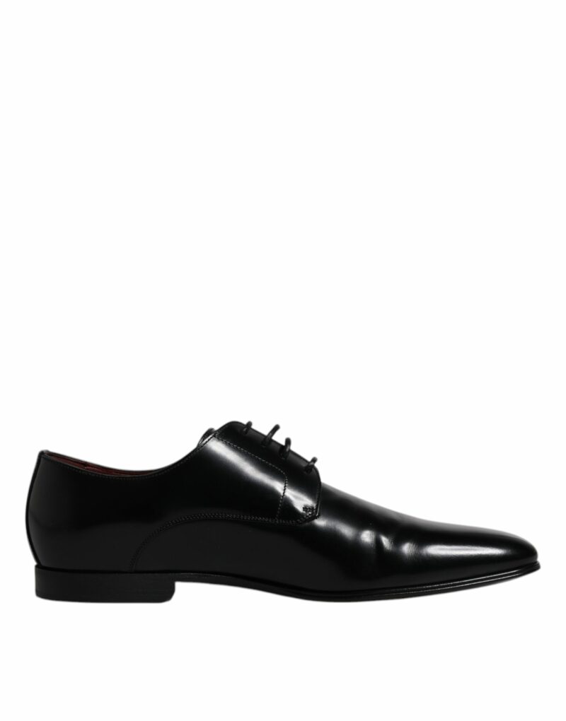 Dolce & Gabbana Black Leather Lace Up Men Derby Formal Shoes - Image 7