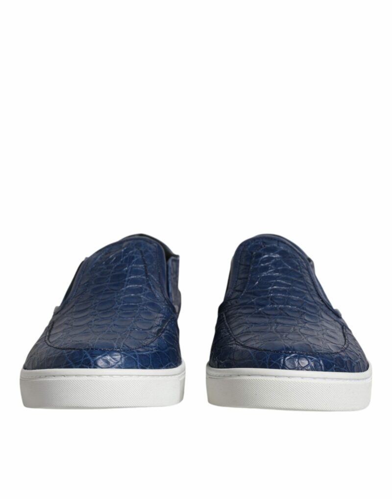 Dolce & Gabbana Blue Croc Exotic Leather Men Sneakers Shoes - Image 2