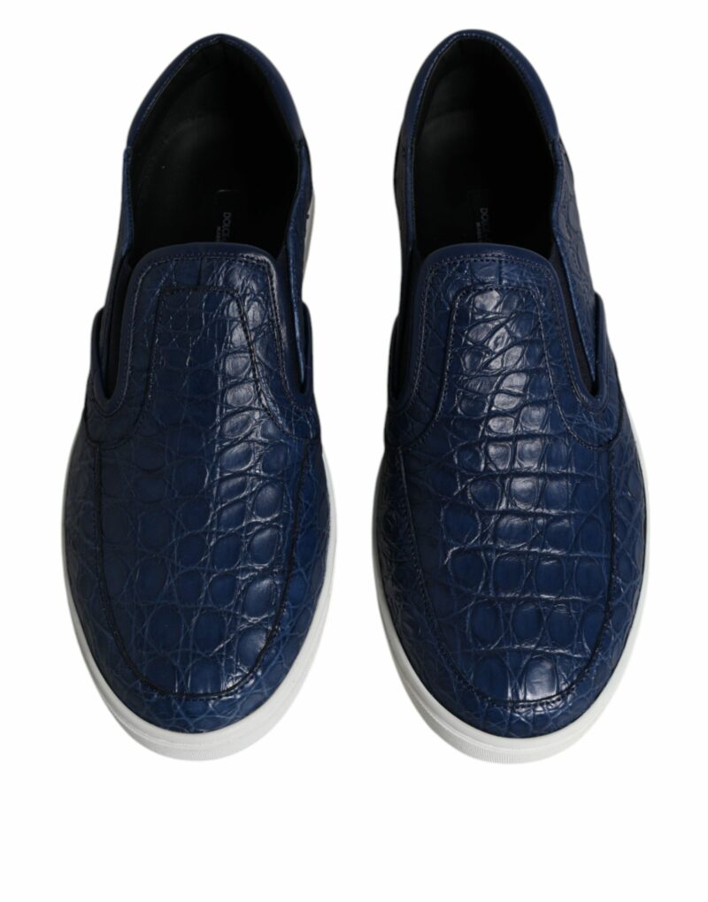 Dolce & Gabbana Blue Croc Exotic Leather Men Sneakers Shoes - Image 3