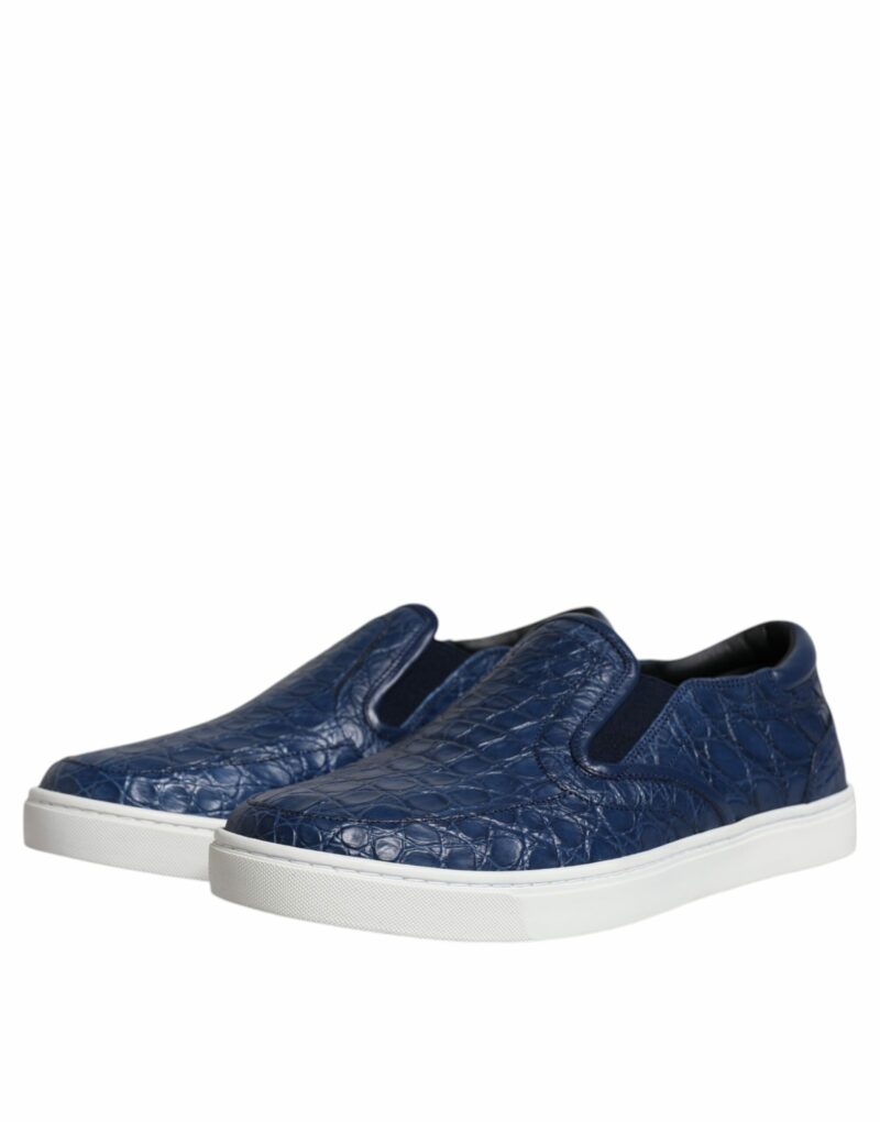 Dolce & Gabbana Blue Croc Exotic Leather Men Sneakers Shoes - Image 4