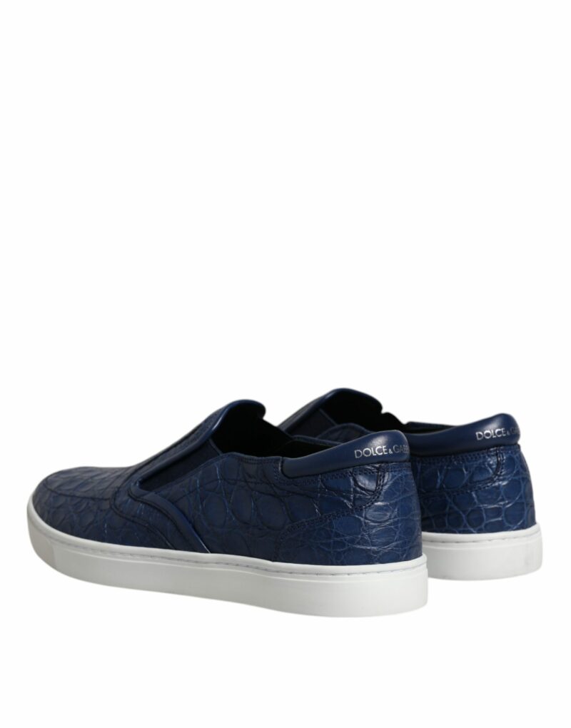 Dolce & Gabbana Blue Croc Exotic Leather Men Sneakers Shoes - Image 5