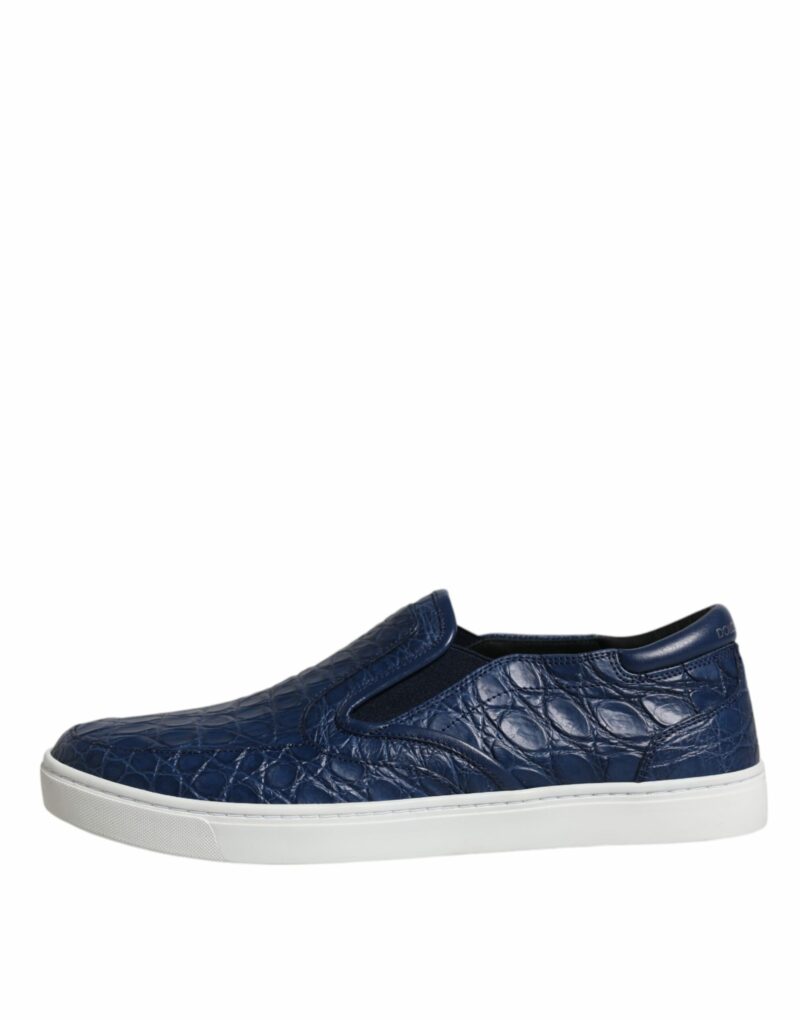 Dolce & Gabbana Blue Croc Exotic Leather Men Sneakers Shoes - Image 6
