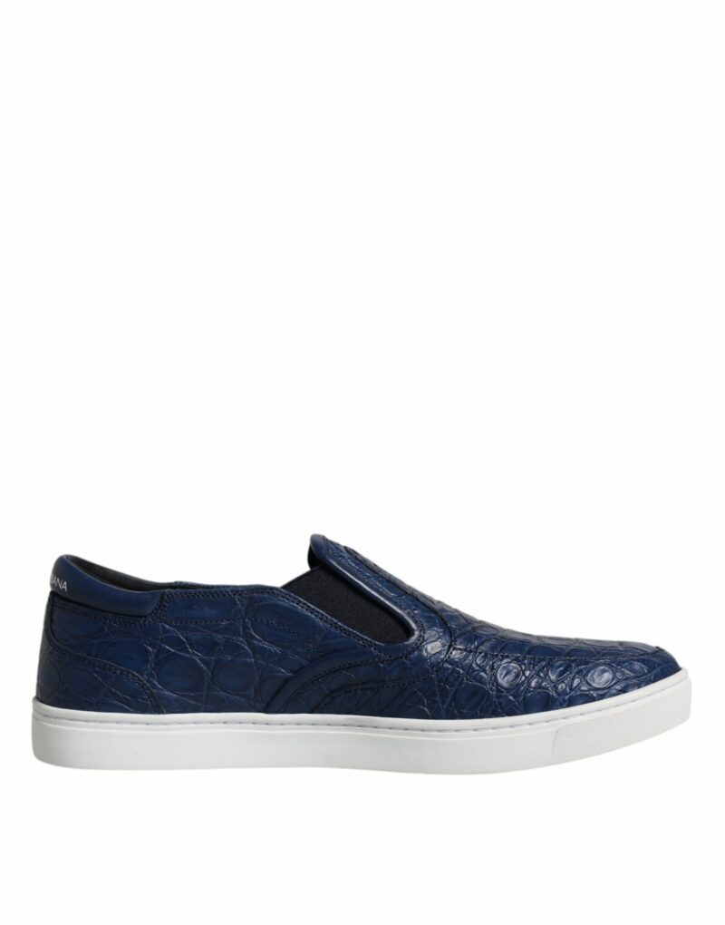 Dolce & Gabbana Blue Croc Exotic Leather Men Sneakers Shoes - Image 7