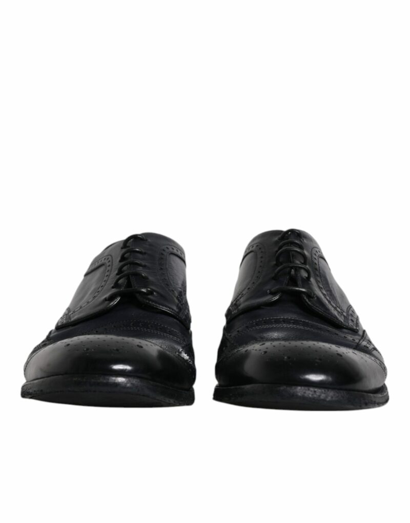 Dolce & Gabbana Blue Leather Derby Wingtip Formal Shoes - Image 2