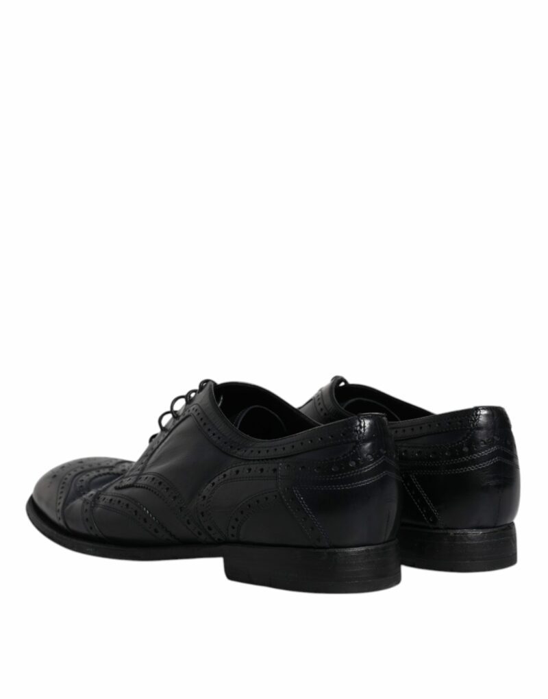 Dolce & Gabbana Blue Leather Derby Wingtip Formal Shoes - Image 5