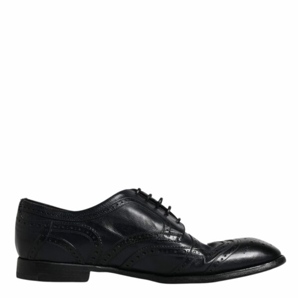 Dolce & Gabbana Blue Leather Derby Wingtip Formal Shoes