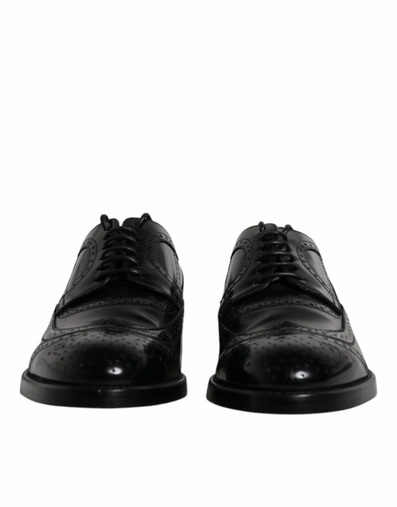 Dolce & Gabbana Black Leather Derby Wingtip Formal Shoes - Image 2