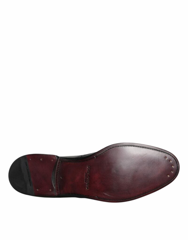 Dolce & Gabbana Black Leather Derby Wingtip Formal Shoes - Image 8