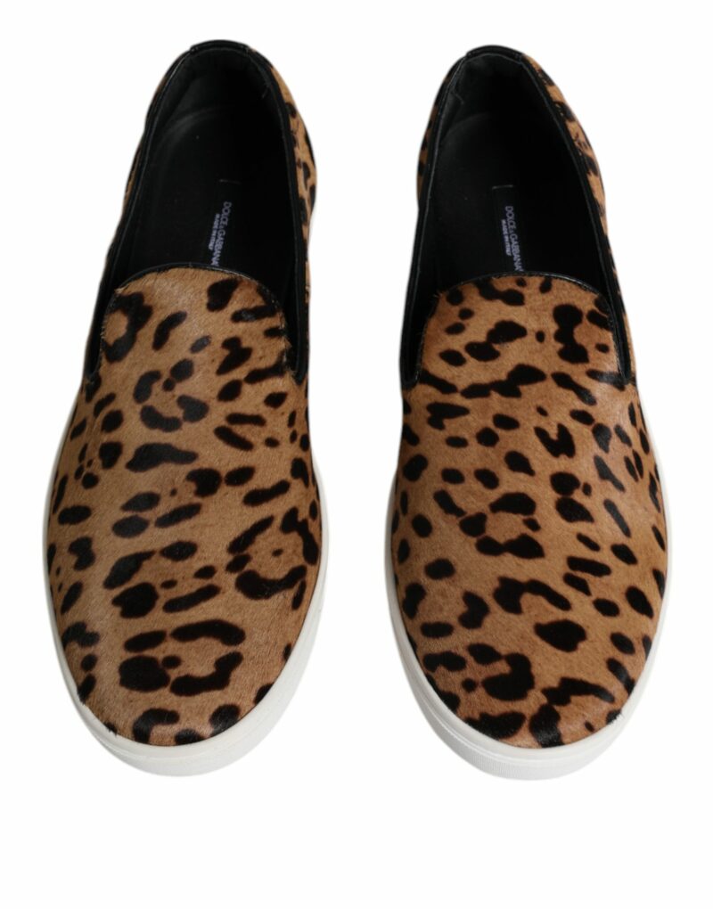 Dolce & Gabbana Brown Calfskin Fur Leopard Men Sneakers Shoes - Image 3