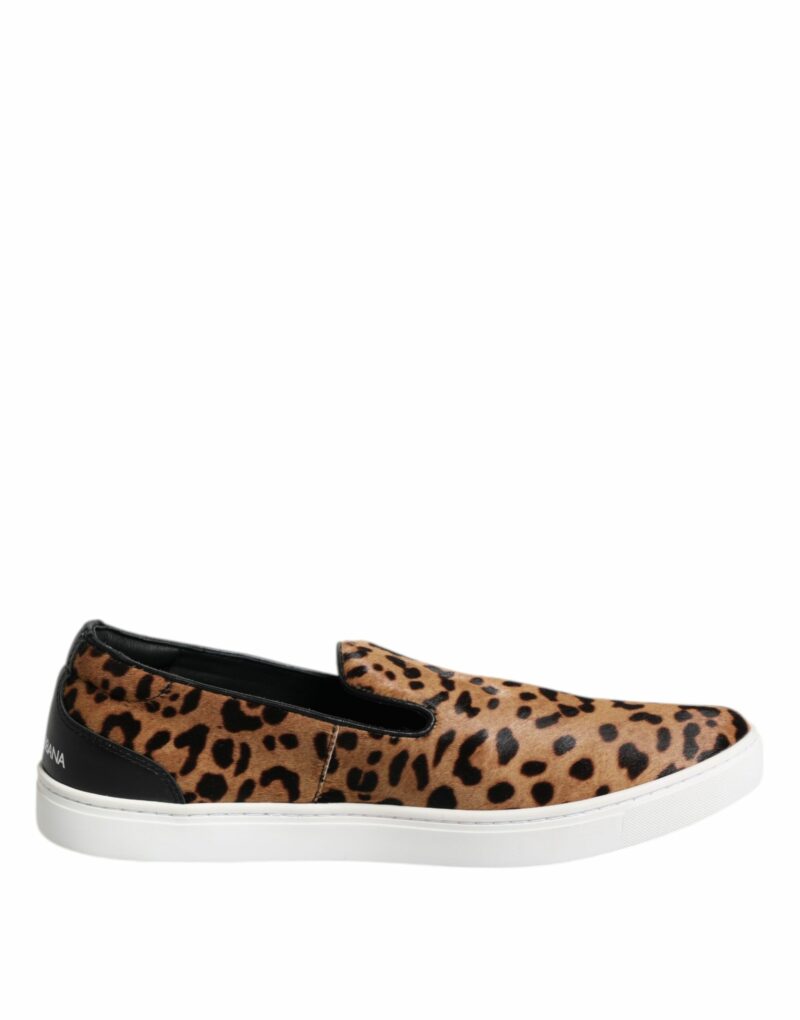 Dolce & Gabbana Brown Calfskin Fur Leopard Men Sneakers Shoes - Image 7