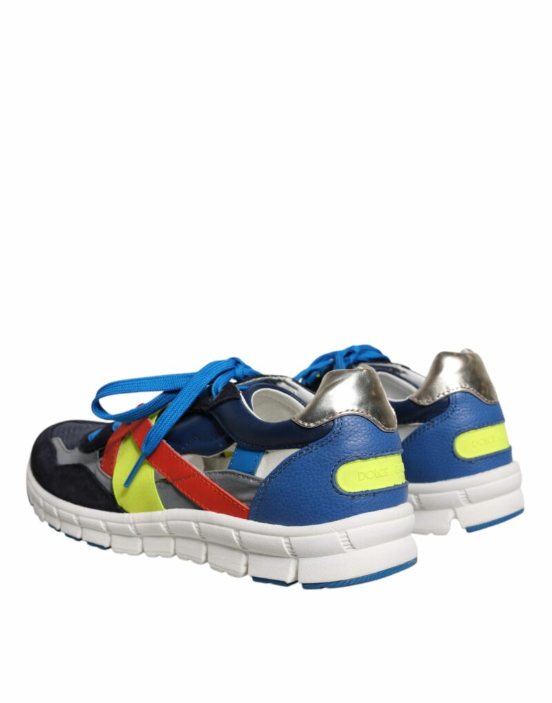 Dolce & Gabbana Multicolor Leather Suede Low Top Sneakers Shoes - Image 4
