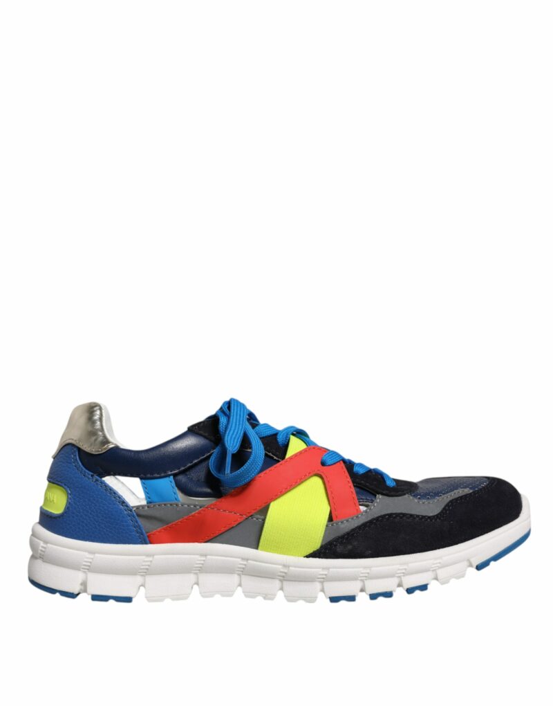 Dolce & Gabbana Multicolor Leather Suede Low Top Sneakers Shoes - Image 6