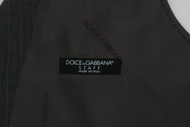 Dolce & Gabbana Elegant Striped Gray Waistcoat Vest - Image 6