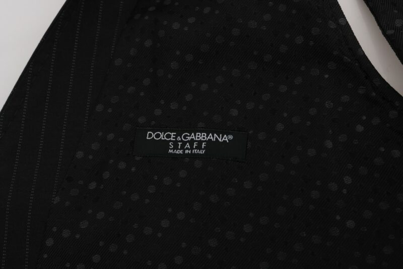 Dolce & Gabbana Elegant Gray Striped Men's Waistcoat Vest - Image 6