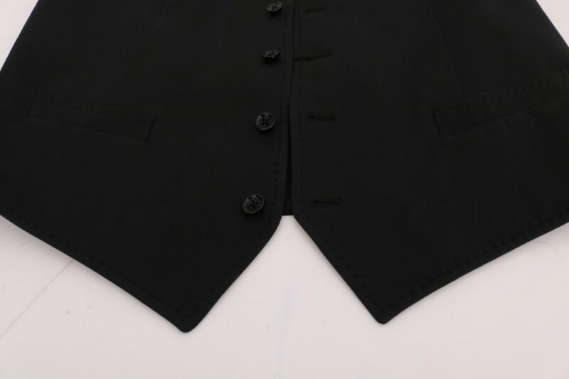 Dolce & Gabbana Sleek Black Single-Breasted Waistcoat - Image 3