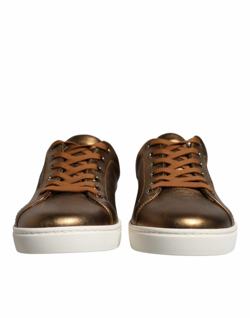 Dolce & Gabbana Gold Leather Logo London Men Sneaker Shoes - Image 2