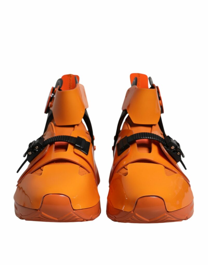 Dolce & Gabbana Orange Multi Panel Chunky High Top Sneakers Shoes - Image 2