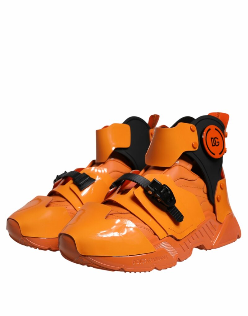 Dolce & Gabbana Orange Multi Panel Chunky High Top Sneakers Shoes - Image 3