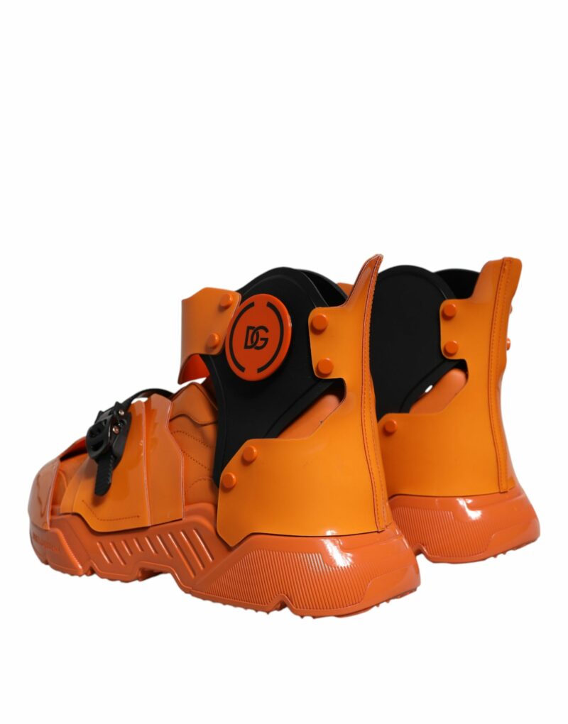Dolce & Gabbana Orange Multi Panel Chunky High Top Sneakers Shoes - Image 4