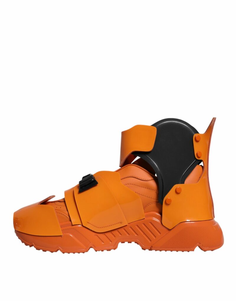 Dolce & Gabbana Orange Multi Panel Chunky High Top Sneakers Shoes - Image 5