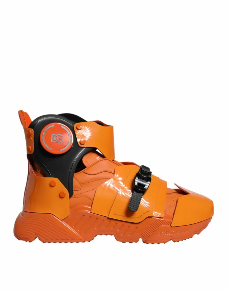 Dolce & Gabbana Orange Multi Panel Chunky High Top Sneakers Shoes - Image 6
