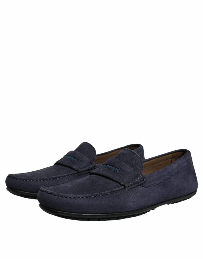 Dolce & Gabbana Blue Calf Leather Slip On Men Moccasin Shoes - Image 3