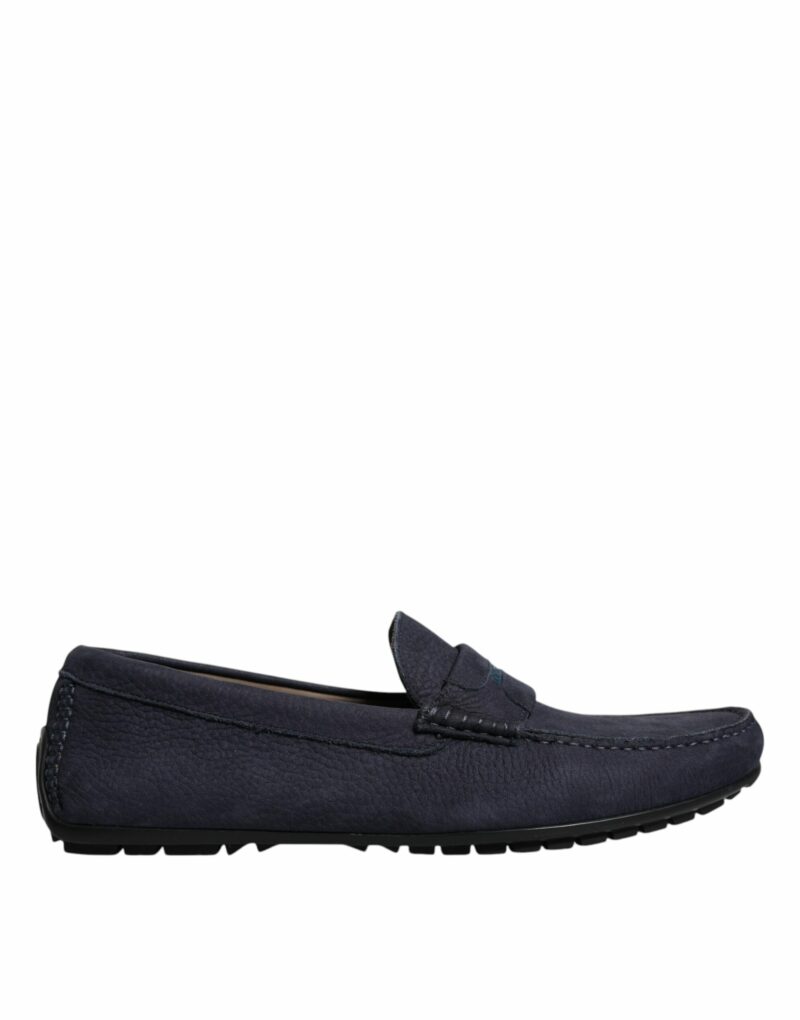 Dolce & Gabbana Blue Calf Leather Slip On Men Moccasin Shoes - Image 6