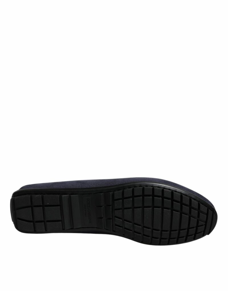 Dolce & Gabbana Blue Calf Leather Slip On Men Moccasin Shoes - Image 7