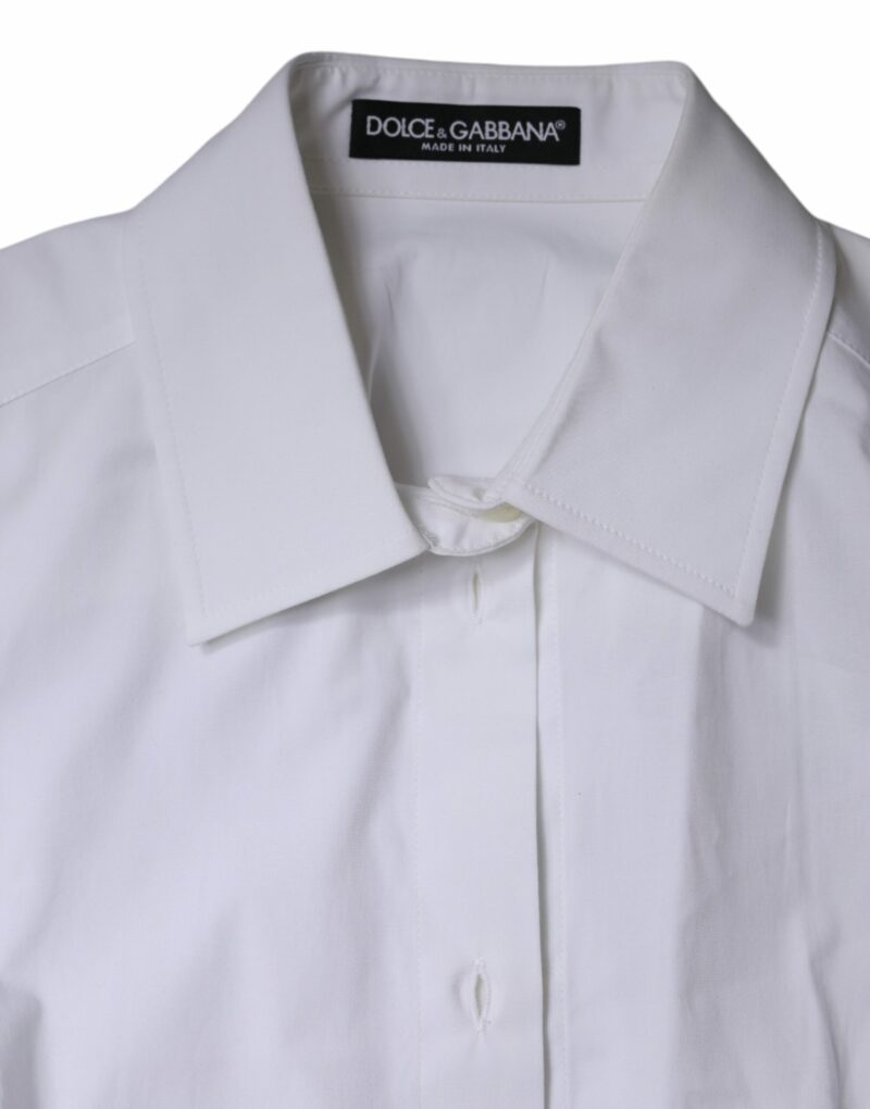 Dolce & Gabbana White Cotton Collared Long Sleeves Shirt Top - Image 6